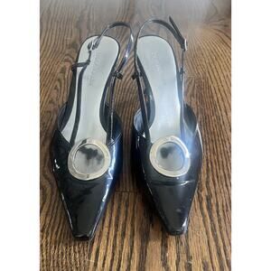 ENZO ANGIOLINI Black Patent Leather Sandals Sz. 8.5